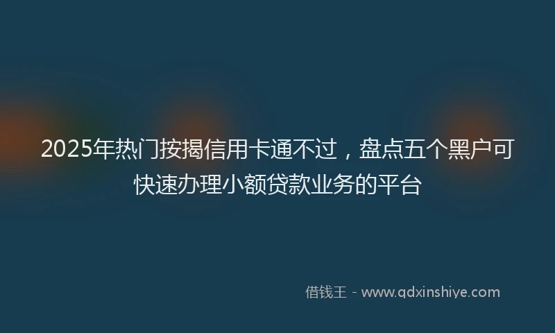 2025年热门按揭信用卡通不过，盘点五个黑户可快速办理小额贷款业务的平台