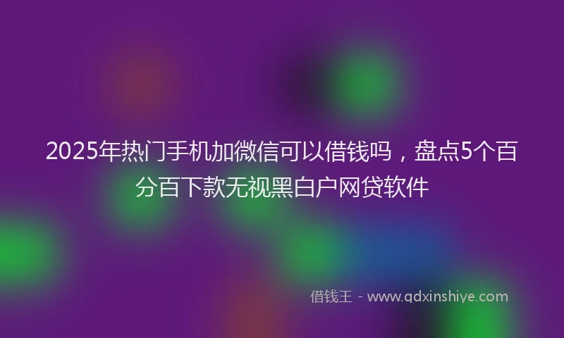 2025年热门手机加微信可以借钱吗，盘点5个百分百下款无视黑白户网贷软件