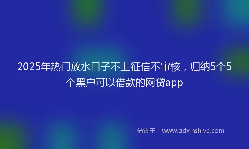 2025年热门放水口子不上征信不审核，归纳5个5个黑户可以借款的网贷app