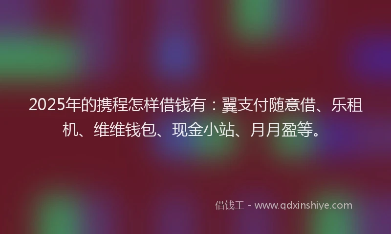 2025年的携程怎样借钱有：翼支付随意借、乐租机、维维钱包、现金小站、月月盈等。