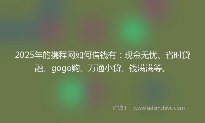 2025年的携程网如何借钱有：现金无忧、省时贷融、gogo购、万通小贷、钱满满等。