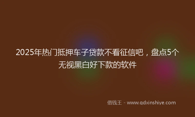 2025年热门抵押车子贷款不看征信吧，盘点5个无视黑白好下款的软件