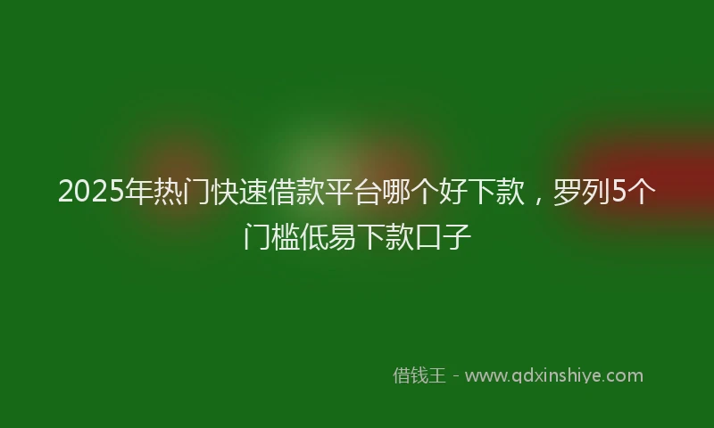 2025年热门快速借款平台哪个好下款，罗列5个门槛低易下款口子