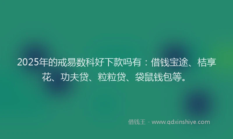 2025年的戒易数科好下款吗有：借钱宝途、桔享花、功夫贷、粒粒贷、袋鼠钱包等。