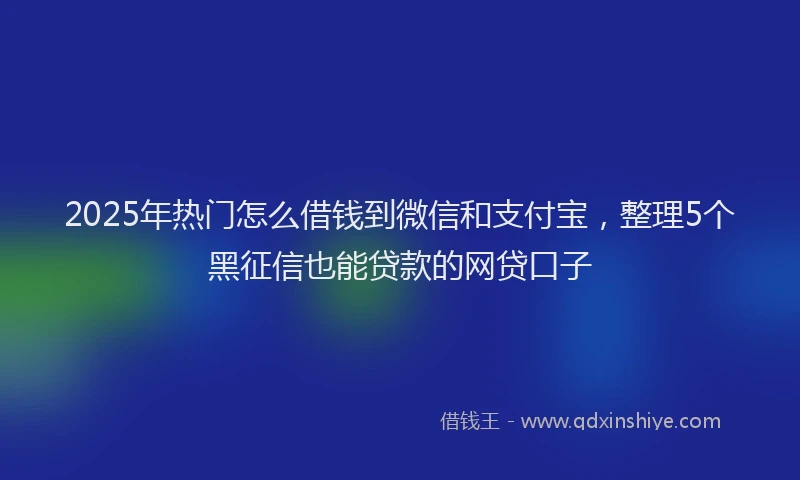 2025年热门怎么借钱到微信和支付宝，整理5个黑征信也能贷款的网贷口子
