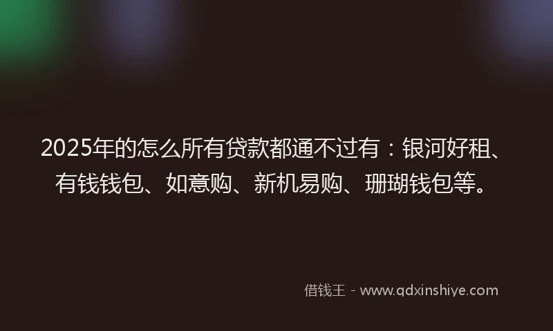 2025年的怎么所有贷款都通不过有：银河好租、有钱钱包、如意购、新机易购、珊瑚钱包等。
