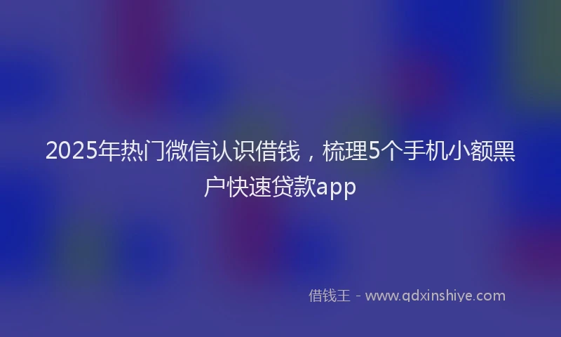 2025年热门微信认识借钱，梳理5个手机小额黑户快速贷款app