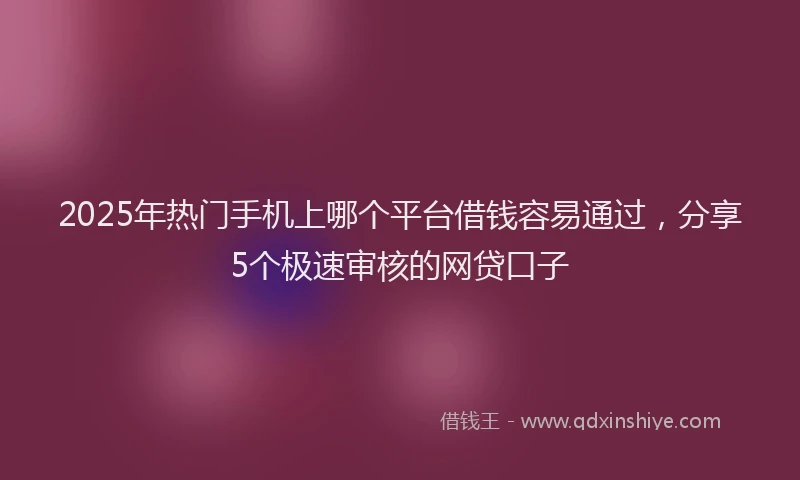 2025年热门手机上哪个平台借钱容易通过，分享5个极速审核的网贷口子