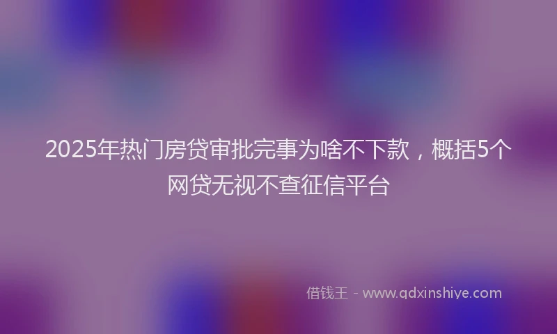 2025年热门房贷审批完事为啥不下款，概括5个网贷无视不查征信平台