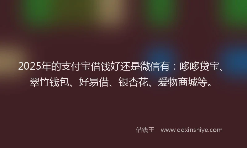 2025年的支付宝借钱好还是微信有：哆哆贷宝、翠竹钱包、好易借、银杏花、爱物商城等。