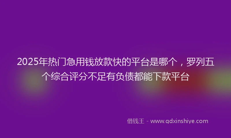 2025年热门急用钱放款快的平台是哪个，罗列五个综合评分不足有负债都能下款平台