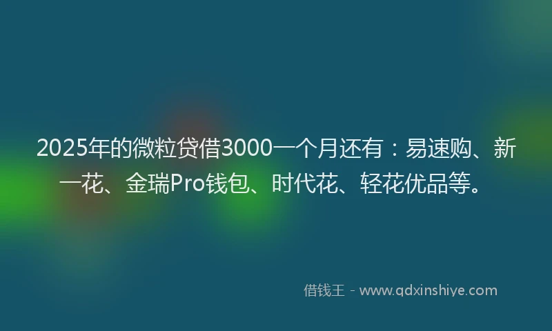 2025年的微粒贷借3000一个月还有：易速购、新一花、金瑞Pro钱包、时代花、轻花优品等。