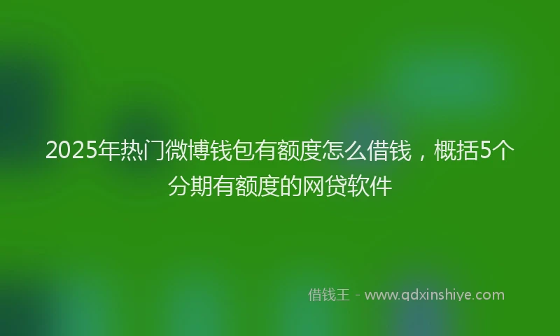 2025年热门微博钱包有额度怎么借钱，概括5个分期有额度的网贷软件