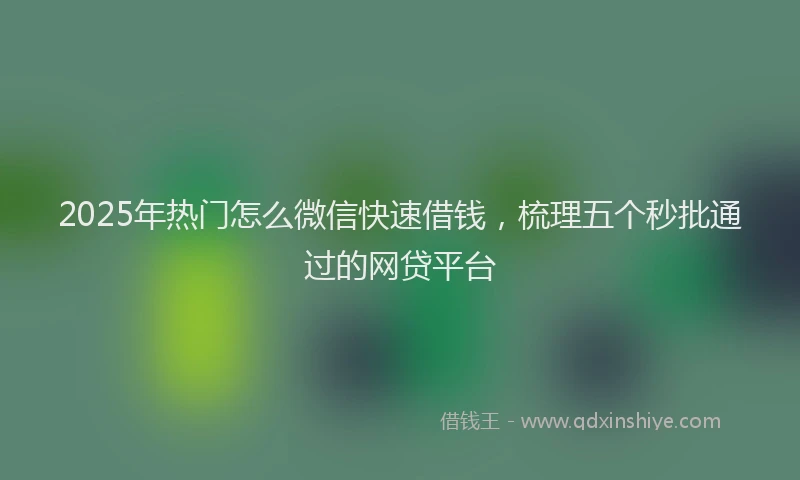 2025年热门怎么微信快速借钱，梳理五个秒批通过的网贷平台