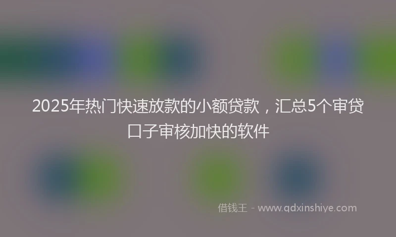 2025年热门快速放款的小额贷款，汇总5个审贷口子审核加快的软件