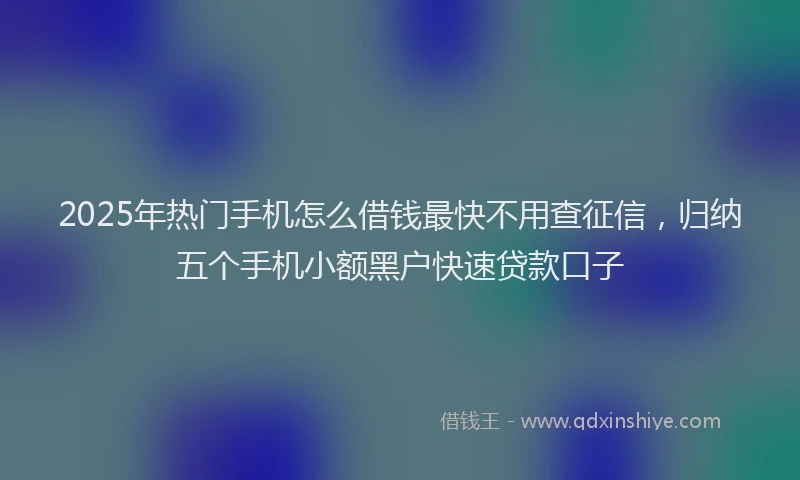 2025年热门手机怎么借钱最快不用查征信，归纳五个手机小额黑户快速贷款口子