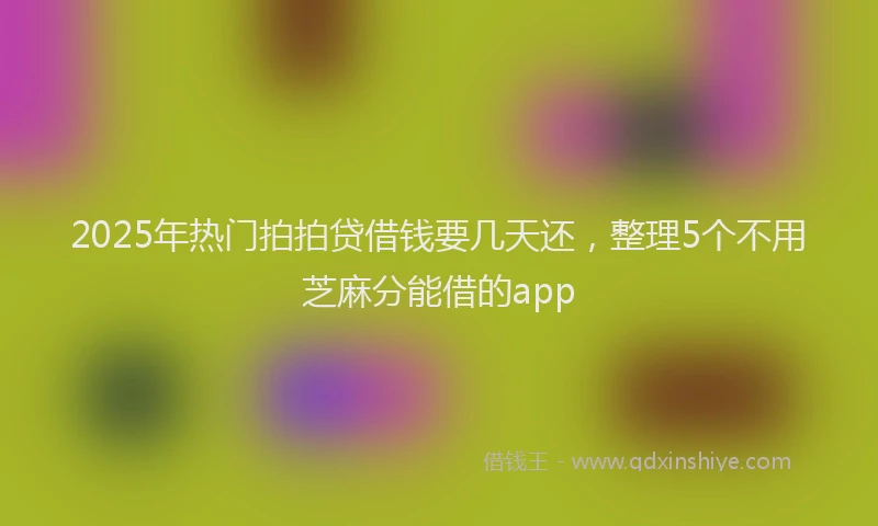 2025年热门拍拍贷借钱要几天还，整理5个不用芝麻分能借的app
