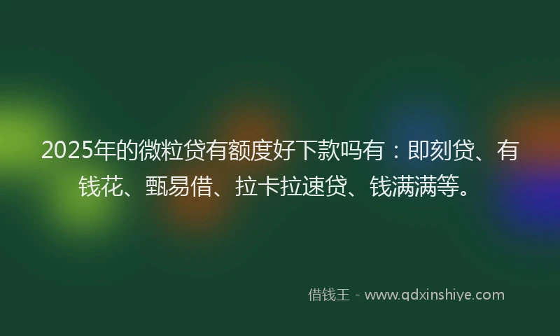 2025年的微粒贷有额度好下款吗有：即刻贷、有钱花、甄易借、拉卡拉速贷、钱满满等。
