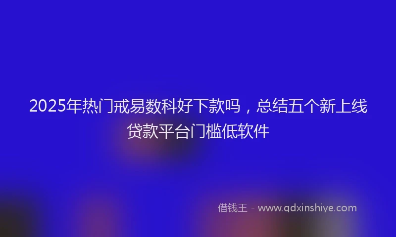 2025年热门戒易数科好下款吗，总结五个新上线贷款平台门槛低软件