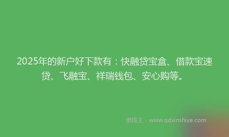 2025年的新户好下款有：快融贷宝盒、借款宝速贷、飞融宝、祥瑞钱包、安心购等。
