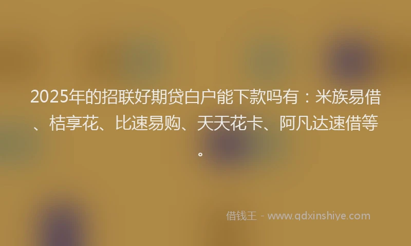 2025年的招联好期贷白户能下款吗有：米族易借、桔享花、比速易购、天天花卡、阿凡达速借等。