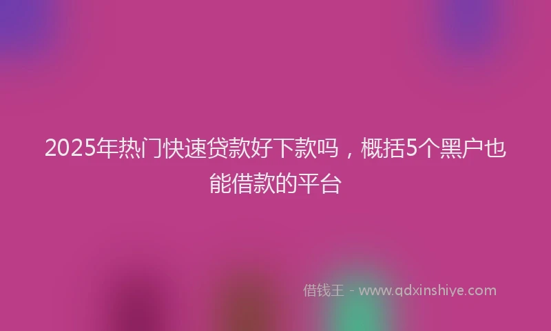 2025年热门快速贷款好下款吗，概括5个黑户也能借款的平台