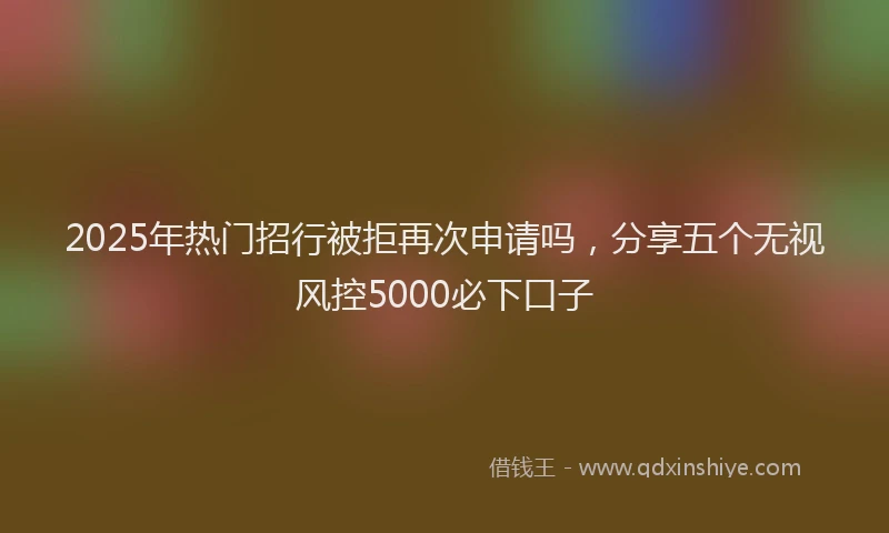2025年热门招行被拒再次申请吗，分享五个无视风控5000必下口子