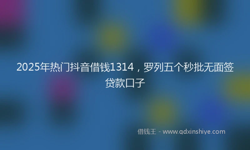 2025年热门抖音借钱1314，罗列五个秒批无面签贷款口子
