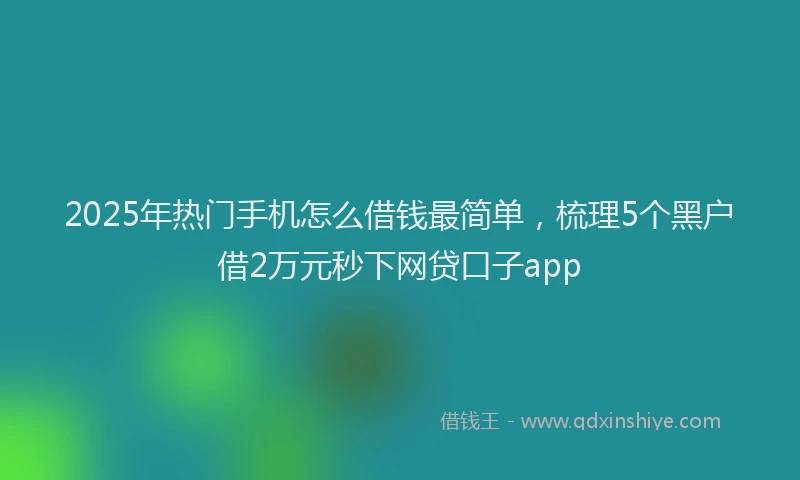 2025年热门手机怎么借钱最简单，梳理5个黑户借2万元秒下网贷口子app