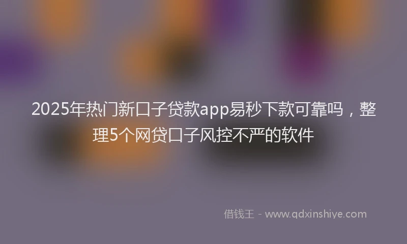 2025年热门新口子贷款app易秒下款可靠吗，整理5个网贷口子风控不严的软件