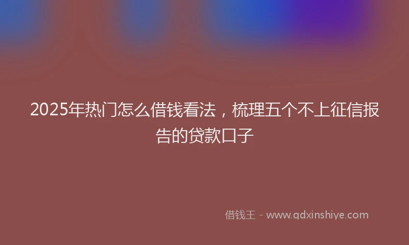 2025年热门怎么借钱看法，梳理五个不上征信报告的贷款口子