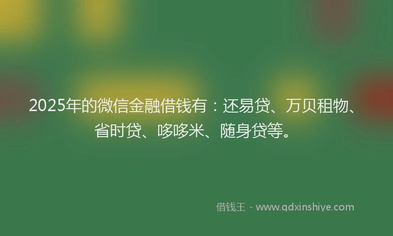 2025年的微信金融借钱有：还易贷、万贝租物、省时贷、哆哆米、随身贷等。