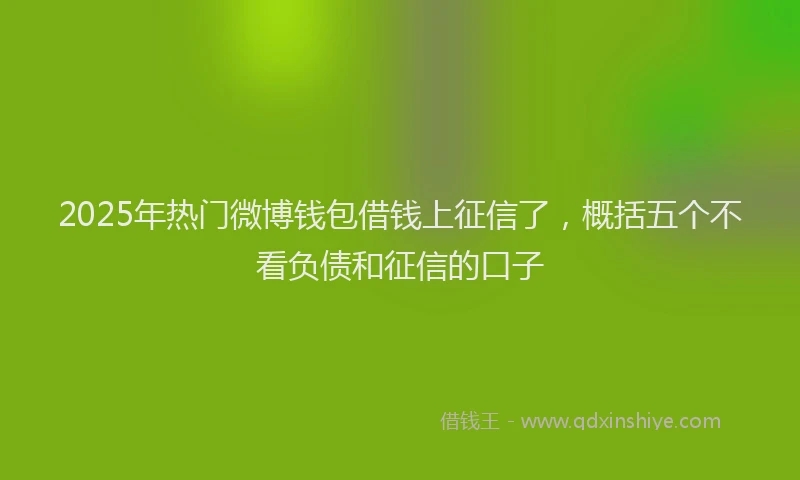 2025年热门微博钱包借钱上征信了，概括五个不看负债和征信的口子