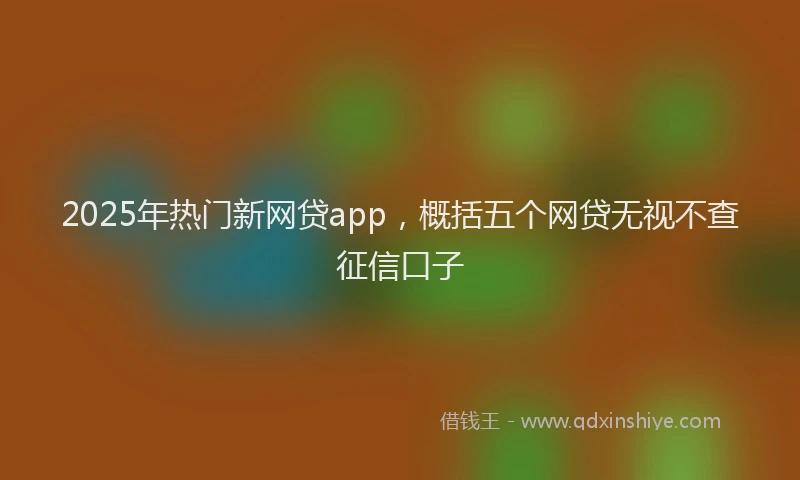 2025年热门新网贷app，概括五个网贷无视不查征信口子