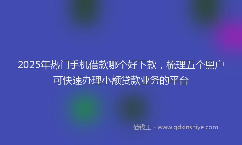 2025年热门手机借款哪个好下款，梳理五个黑户可快速办理小额贷款业务的平台