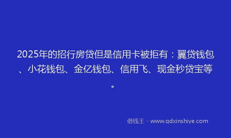 2025年的招行房贷但是信用卡被拒有：翼贷钱包、小花钱包、金亿钱包、信用飞、现金秒贷宝等。