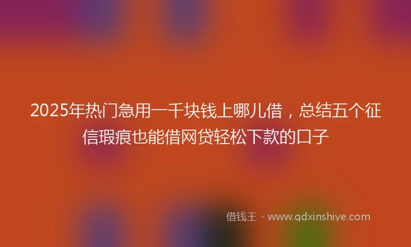 2025年热门急用一千块钱上哪儿借，总结五个征信瑕疵也能借网贷轻松下款的口子