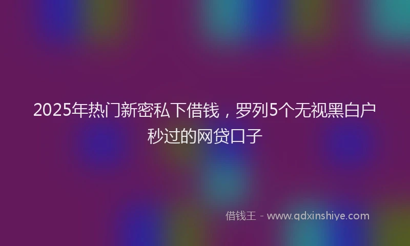 2025年热门新密私下借钱，罗列5个无视黑白户秒过的网贷口子