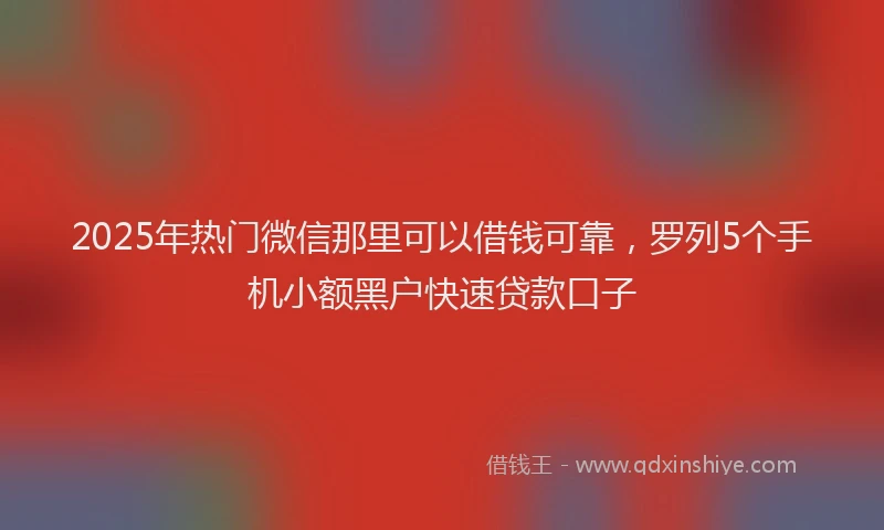 2025年热门微信那里可以借钱可靠，罗列5个手机小额黑户快速贷款口子