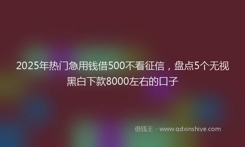 2025年热门急用钱借500不看征信，盘点5个无视黑白下款8000左右的口子