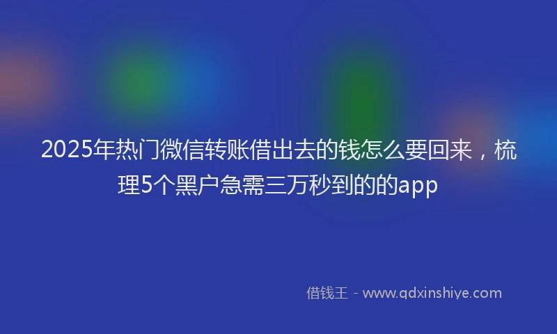 2025年热门微信转账借出去的钱怎么要回来，梳理5个黑户急需三万秒到的的app