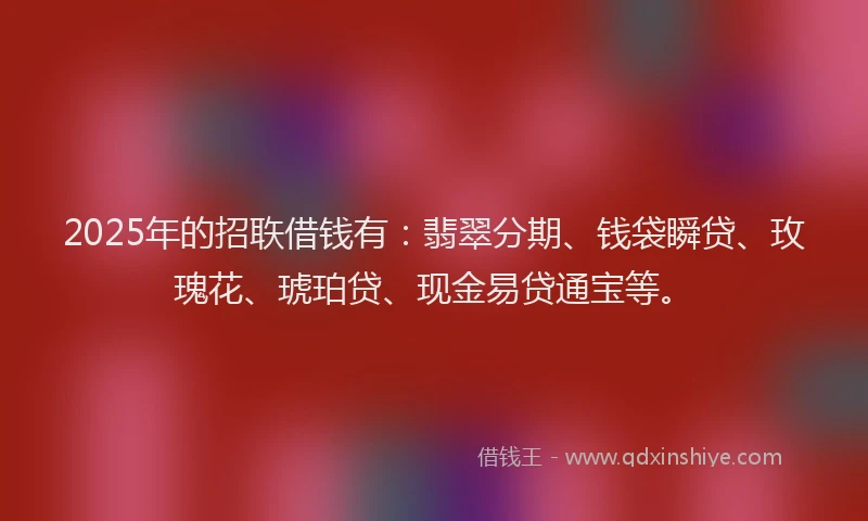 2025年的招聅借钱有：翡翠分期、钱袋瞬贷、玫瑰花、琥珀贷、现金易贷通宝等。