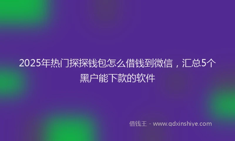 2025年热门探探钱包怎么借钱到微信，汇总5个黑户能下款的软件