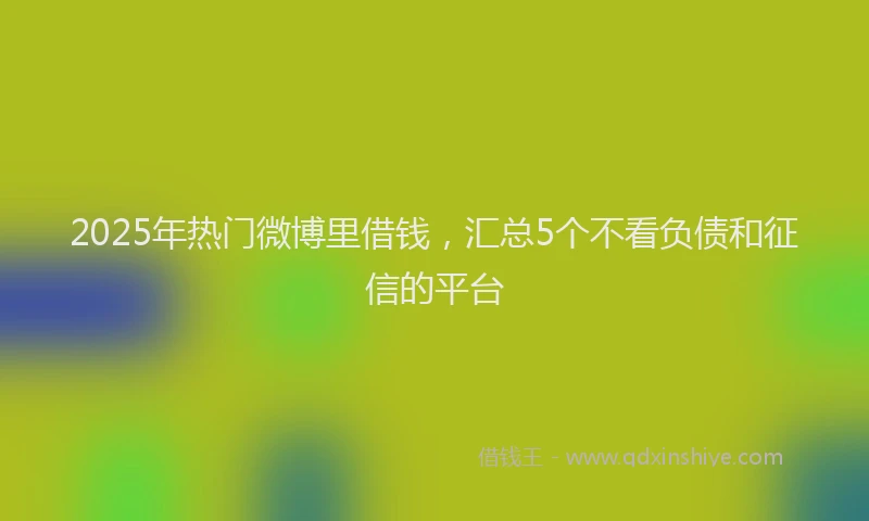 2025年热门微博里借钱，汇总5个不看负债和征信的平台