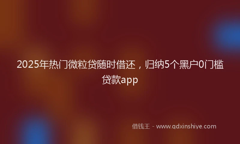 2025年热门微粒贷随时借还，归纳5个黑户0门槛贷款app