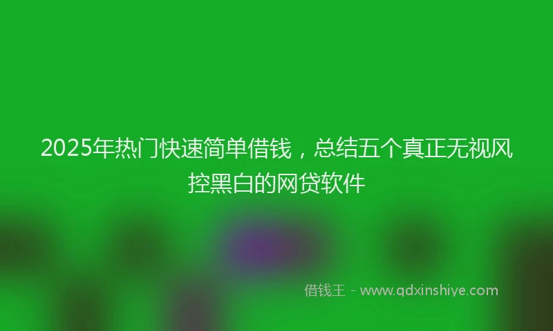 2025年热门快速简单借钱，总结五个真正无视风控黑白的网贷软件