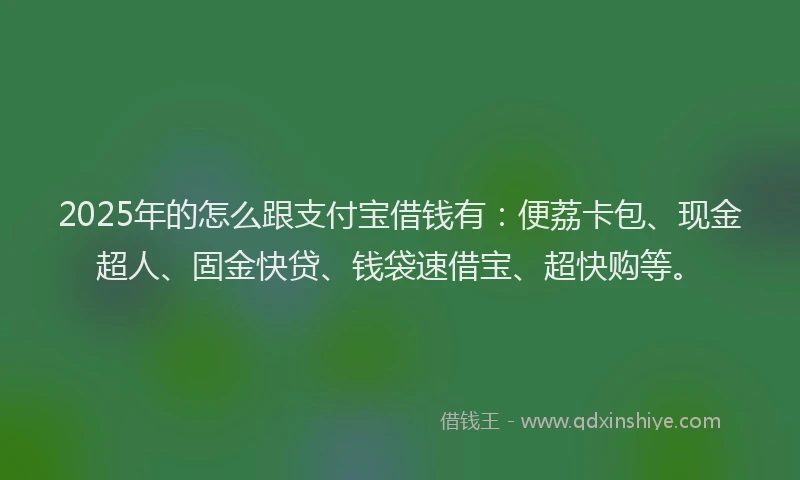 2025年的怎么跟支付宝借钱有：便荔卡包、现金超人、固金快贷、钱袋速借宝、超快购等。