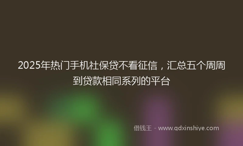 2025年热门手机社保贷不看征信，汇总五个周周到贷款相同系列的平台