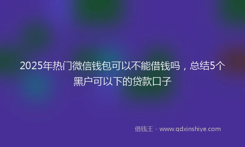 2025年热门微信钱包可以不能借钱吗，总结5个黑户可以下的贷款口子