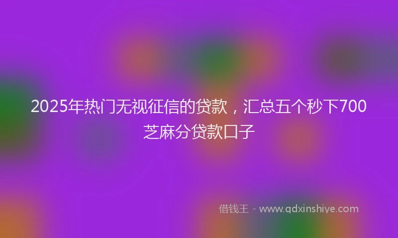 2025年热门无视征信的贷款，汇总五个秒下700芝麻分贷款口子